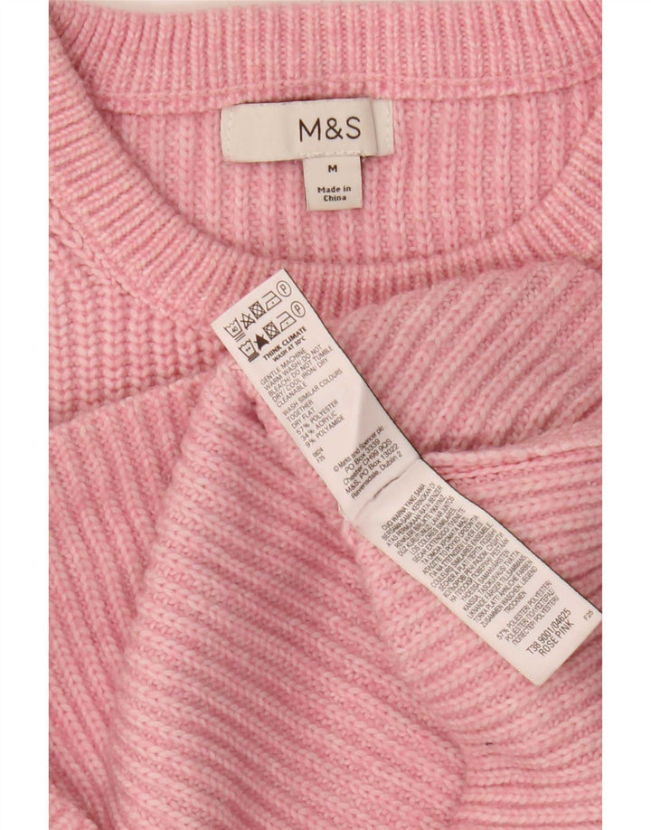 Marks & Spencer Damen-Pullover mit U-Boot-Ausschnitt, UK 14, Mittelrosa, Polyester