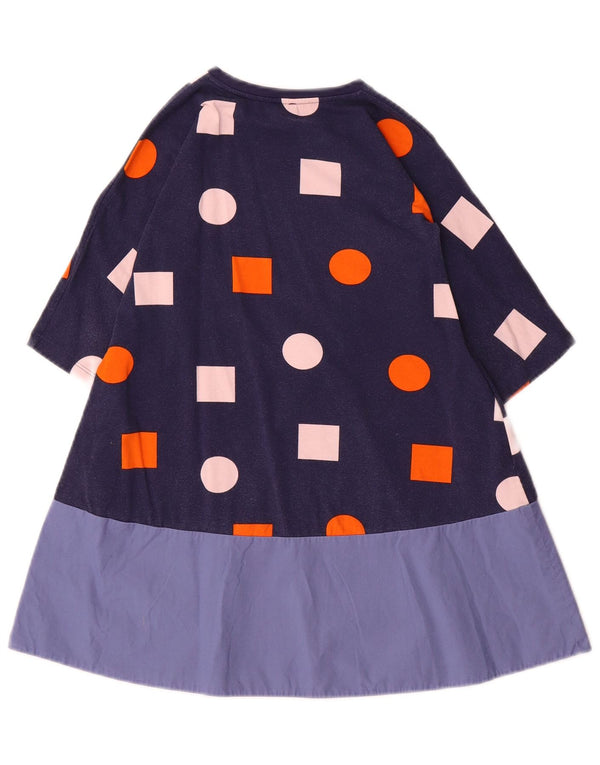 Cos A-Linien-Kleid für Mädchen, 3/4-Ärmel, 4–5 Jahre, marineblau, geometrisch, aus Baumwolle