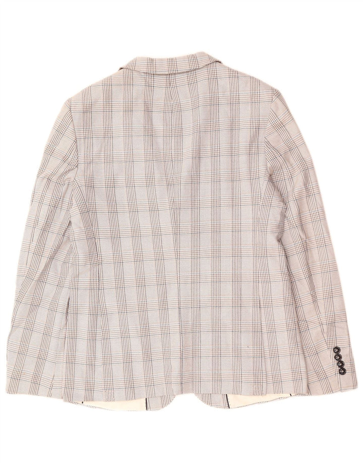 ZARA Herren-Blazer mit 2 Knöpfen, EU 48, mittelgraues Hahnentritt-Polyester