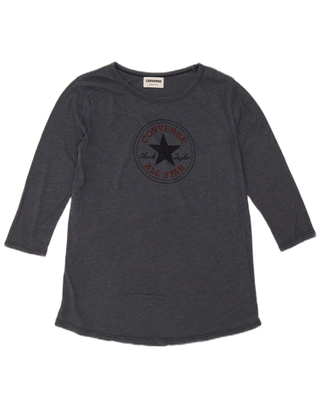 Converse Damen Graphic Top 3/4 Ärmel UK 14 Mittelgraue Baumwolle