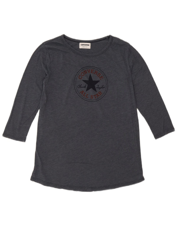 Converse Damen Graphic Top 3/4 Ärmel UK 14 Mittelgraue Baumwolle