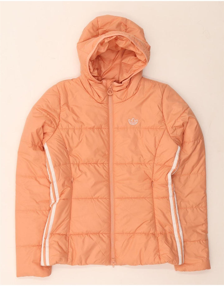 Adidas Damen Primegreen Hooded Wattierte Jacke UK 10 Small Orange Polyester