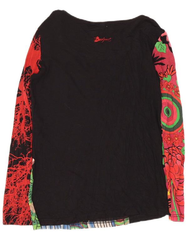 Desigual Womens Graphic Top Langarm UK 14 Large Black Floral