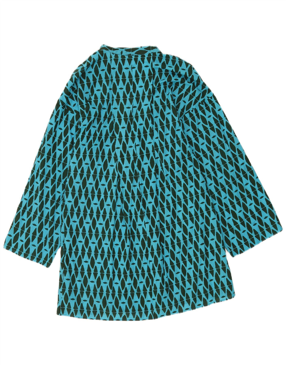 Langärmliges Etuikleid von Zara für Damen, UK 14, mittelblaue geometrische Baumwolle