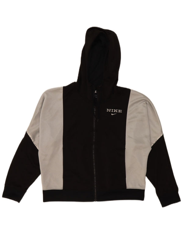 Nike Damen-Pullover mit übergroßem Reißverschluss und Kapuze, Gr. 10, Größe S, Schwarz, Farbblock