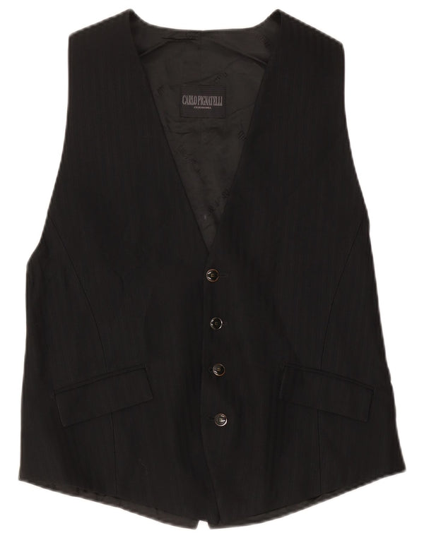 Carlo Pignatelli Damen Slim Weste IT 54 XL Schwarzes Nadelstreifen-Acetat