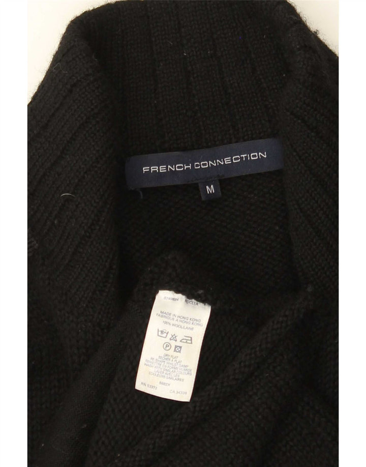 French Connection Herren-Cardigan-Pullover aus mittelschwarzer Wolle