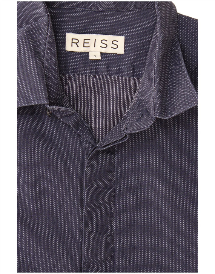 Reiss Herrenhemd Small Marineblau gepunktet