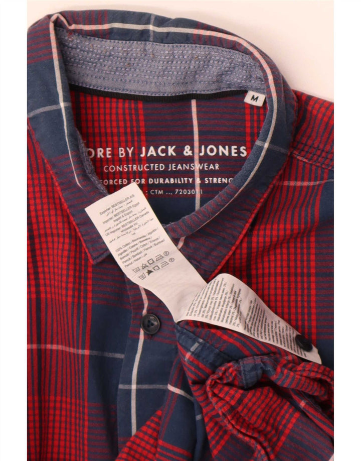Jack & Jones Herren-Kurzarmhemd aus mittelroter, karierter Baumwolle