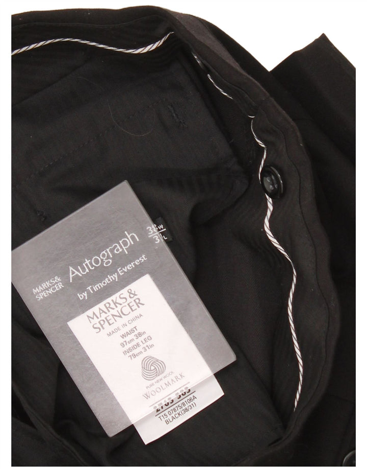 Marks & Spencer Herren Autograph Gerade Anzughose W38 L31 Schwarz Klassisch
