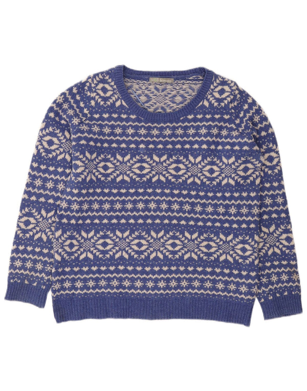 Marks & Spencer Damen-Pullover mit U-Boot-Ausschnitt, UK 14, Größe L, Blau, Fair Isle