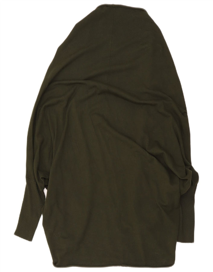 Zara Damen-Strickjacke, übergroß, lang geschnitten, offen, Gr. 14, mittleres Khaki