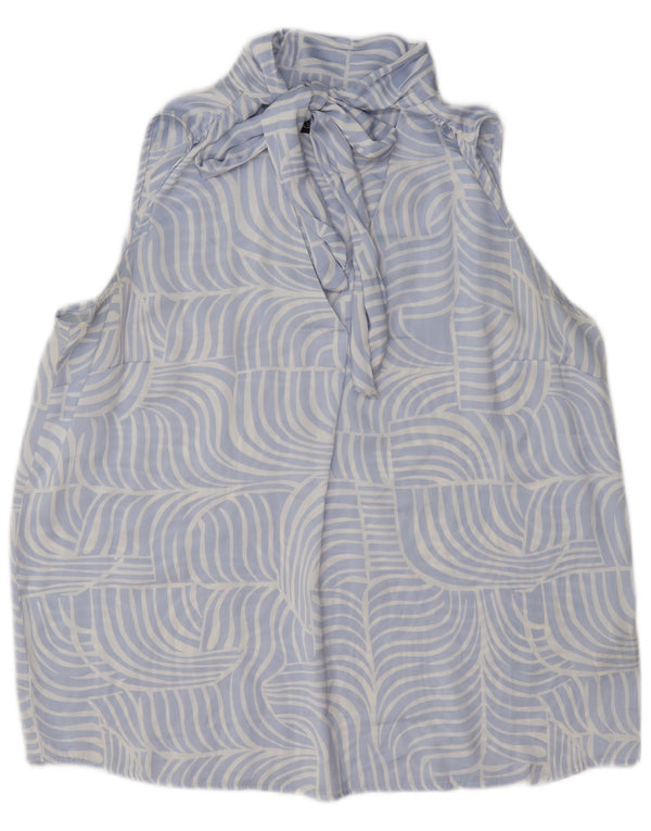 Marks & Spencer Damen ärmelloses Blusenoberteil UK 14 Large Blue Geometrisch
