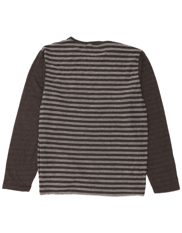 Saltrock Herren-Top, langärmelig, XL, grau gestreift, Baumwolle