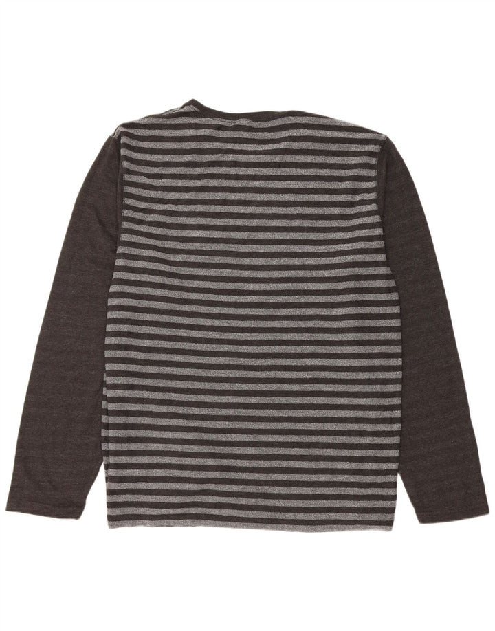 Saltrock Herren-Top, langärmelig, XL, grau gestreift, Baumwolle