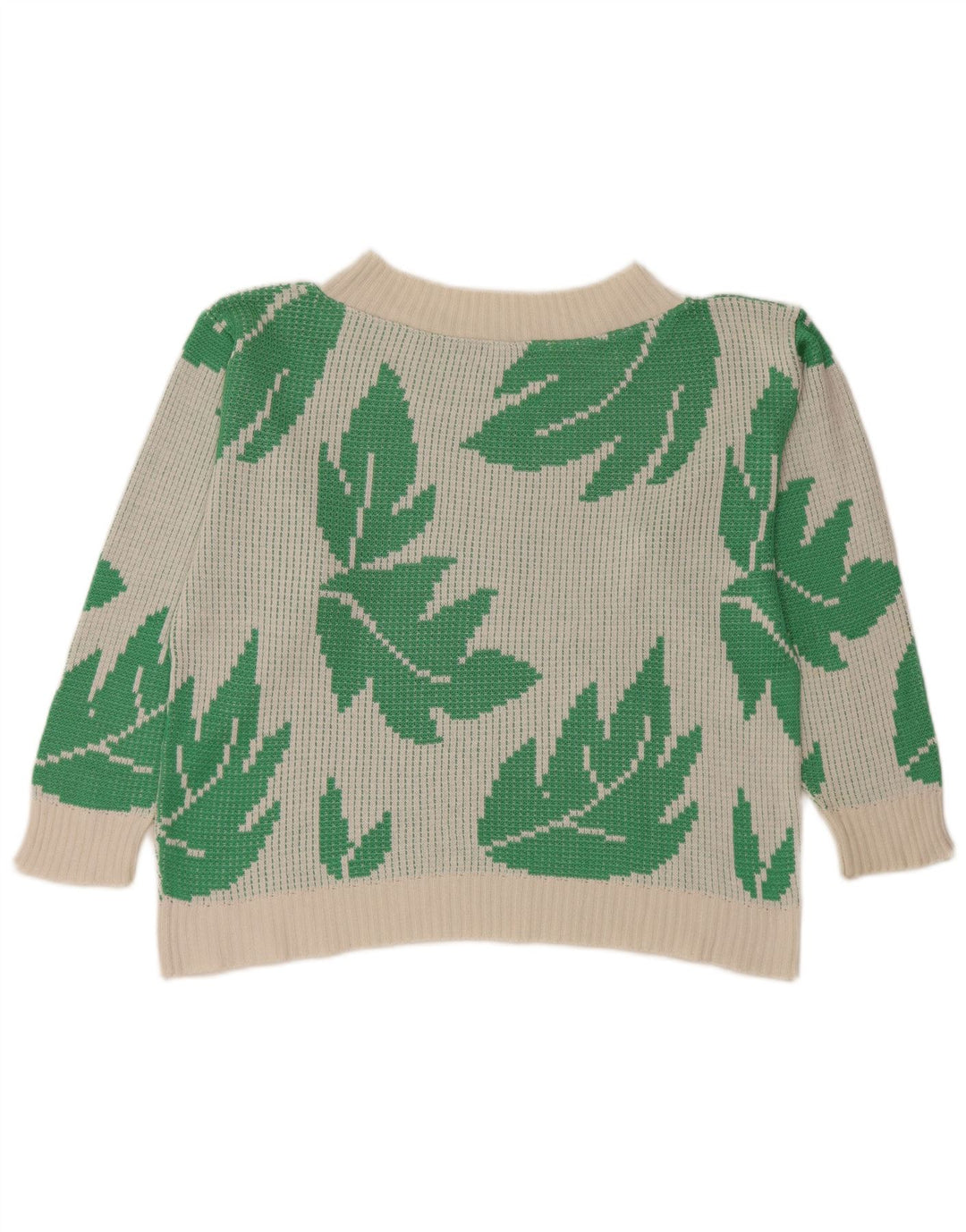 Vintage Damen Crop Boat Neck Pullover Pullover UK 10 Small Weiß Acryl