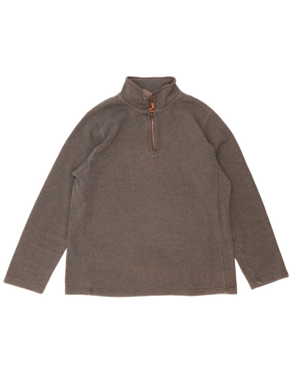 MOUNTAIN WAREHOUSE Mens Zip Neck Sweatshirt Jumper Large Grey Cotton