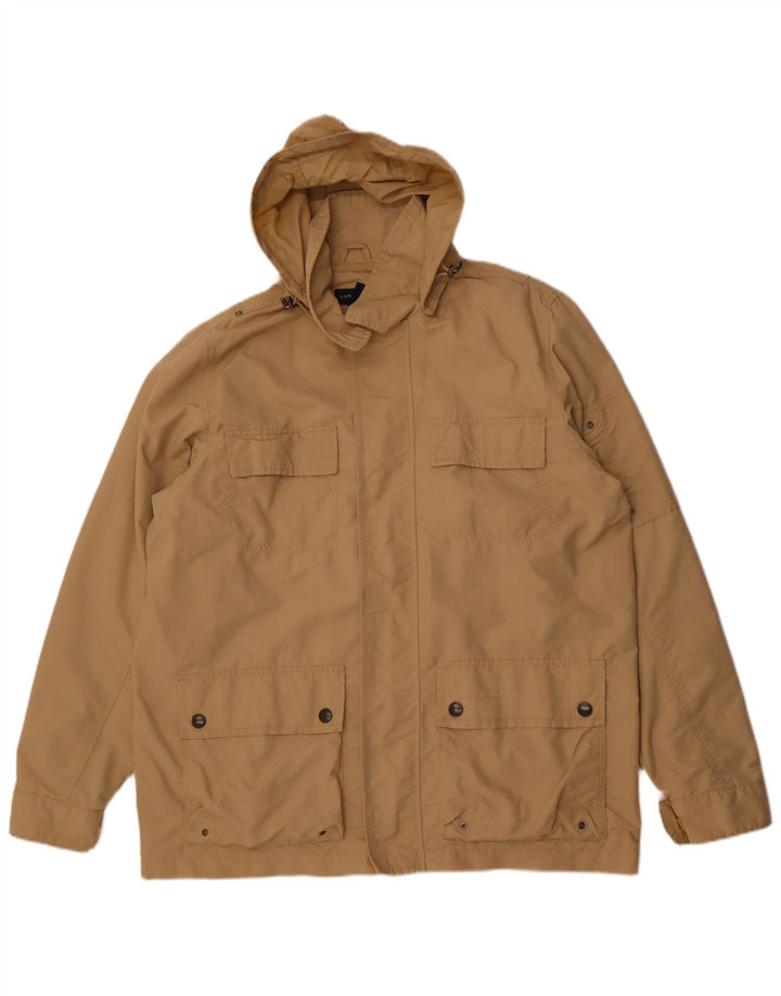 Lands End Herren-Utility-Jacke mit Kapuze, UK 40, großes beiges Nylon