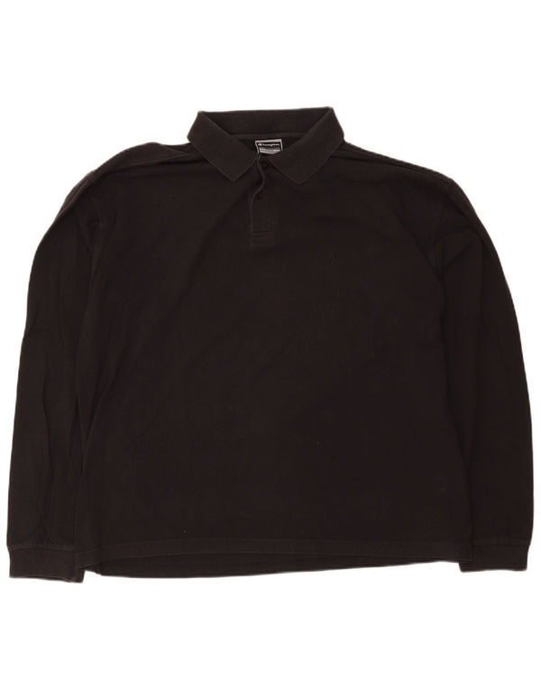 Champion Herren-Langarm-Poloshirt 2XL aus schwarzer Baumwolle