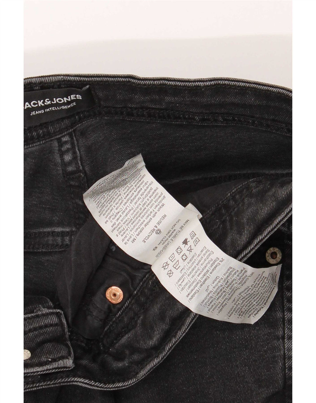 Jack & Jones Herren Distressed Slim Jeans W34 L32 Schwarze Baumwolle