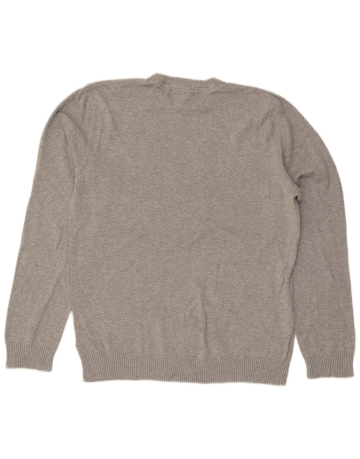 Penguin Herren-Pullover mit Rundhalsausschnitt, groß, aus grauer Baumwolle
