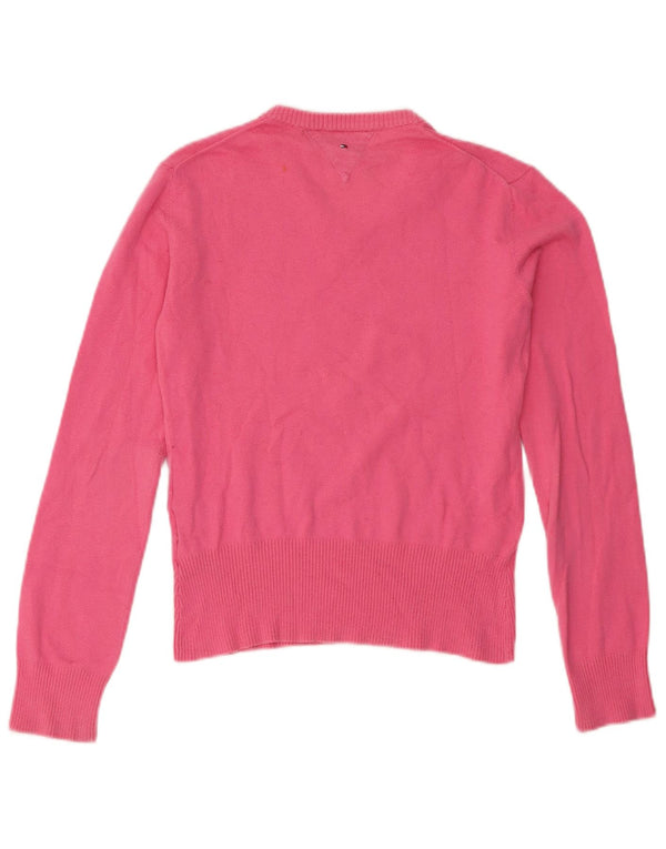 Tommy Hilfiger Mädchen-Pullover mit V-Ausschnitt, 15–16 Jahre, rosa Baumwolle