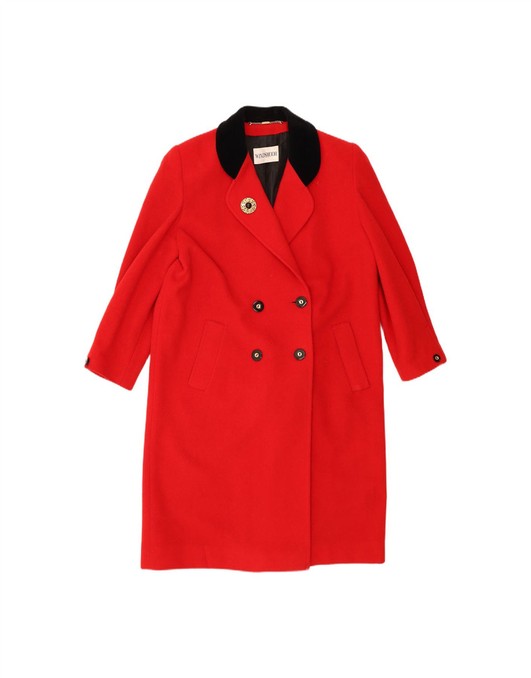 WINDSMOOR Womens Double Breasted Coat UK 14 Large  Red Wool