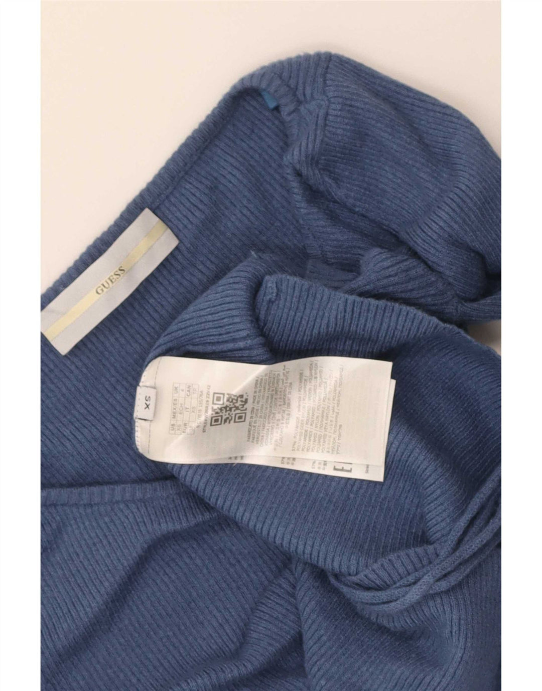 Guess Damen Crop Top Langarm UK 4 XS Marineblau Polyamid
