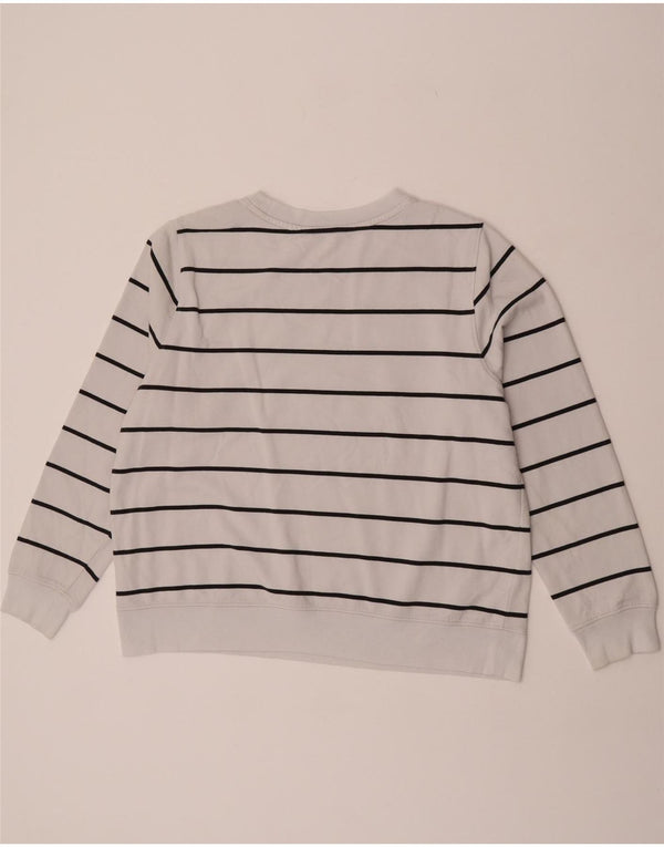 Marks & Spencer Damen-Sweatshirt-Pullover UK 18 XL weiß gestreift aus Baumwolle
