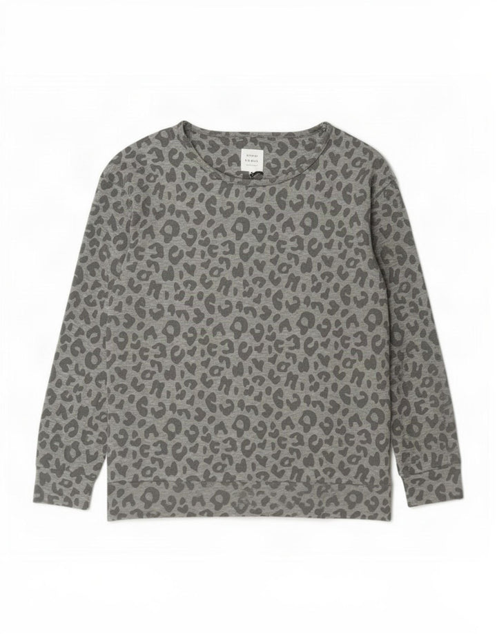 John Lewis Damen Sweatshirt Pullover UK 14 Mittelgrauer Tierdruck