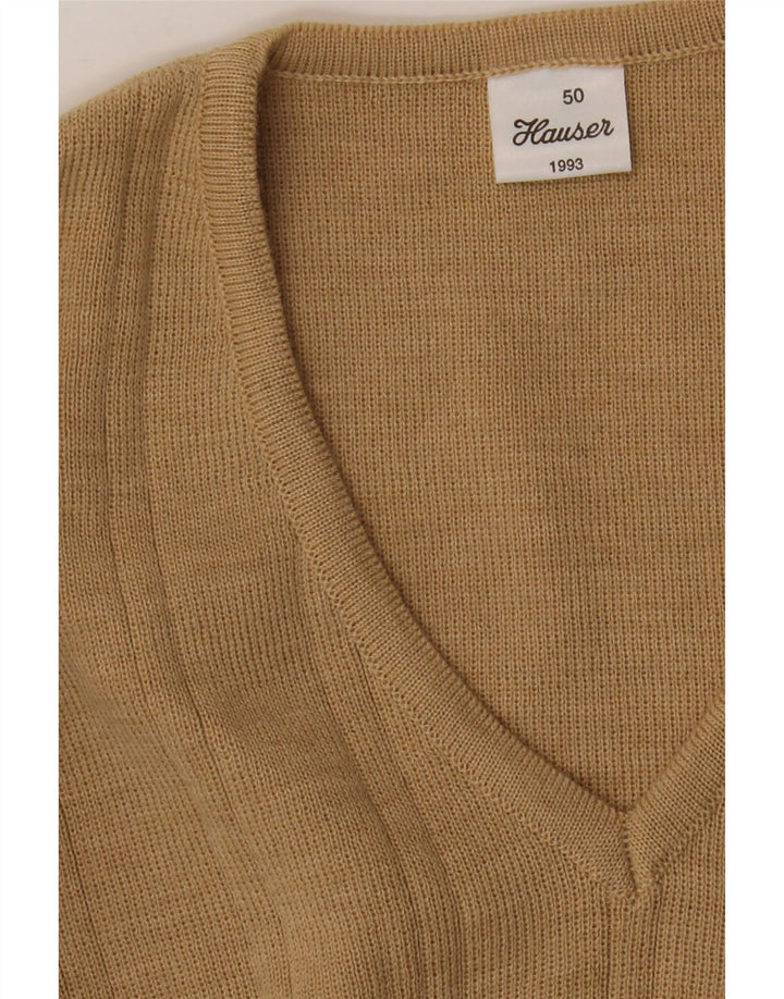 Vintage Herren Pullover mit V-Ausschnitt IT 50 Medium Beige Acryl