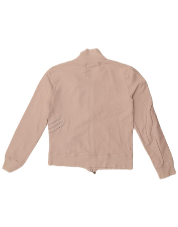 Adidas Damen Crop Trainingsanzug Top Jacke UK 10 Small Weiße Baumwolle