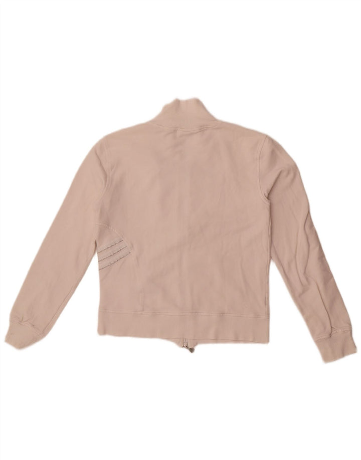 Adidas Damen Crop Trainingsanzug Top Jacke UK 10 Small Weiße Baumwolle