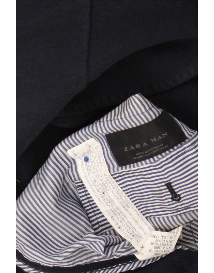 Zara Herren-Blazer mit 2 Knöpfen, EU 50, mittelmarineblaue Baumwolle