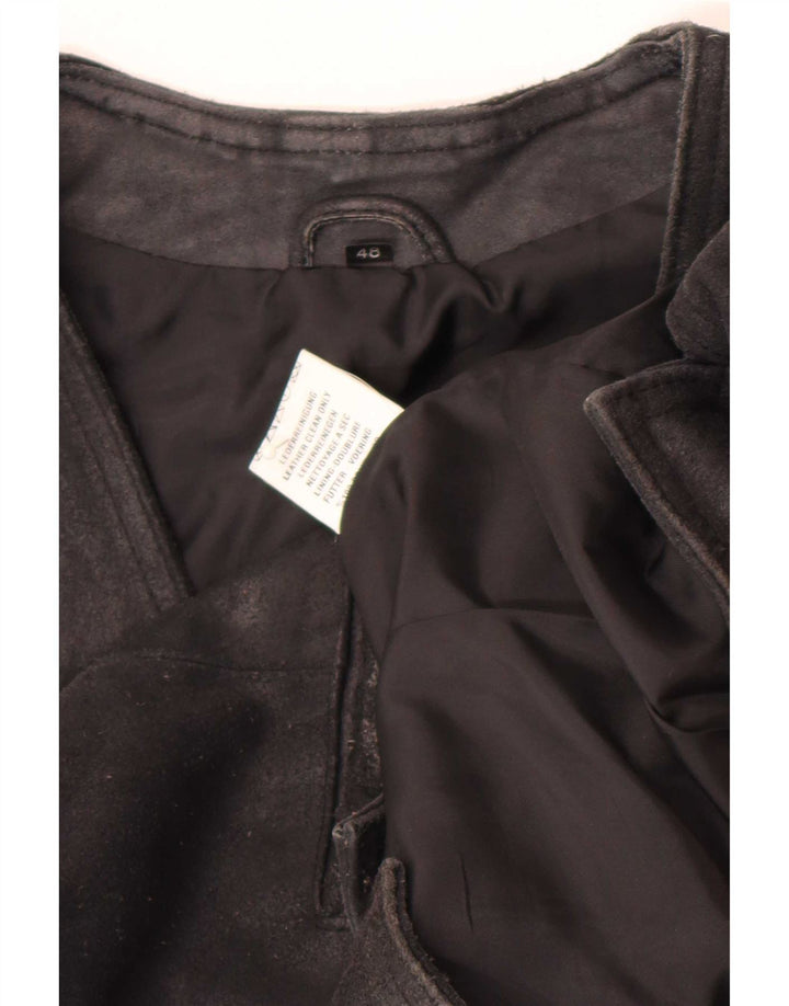 Vintage Herren Wildlederweste IT 48 Mittelschwarzes Leder