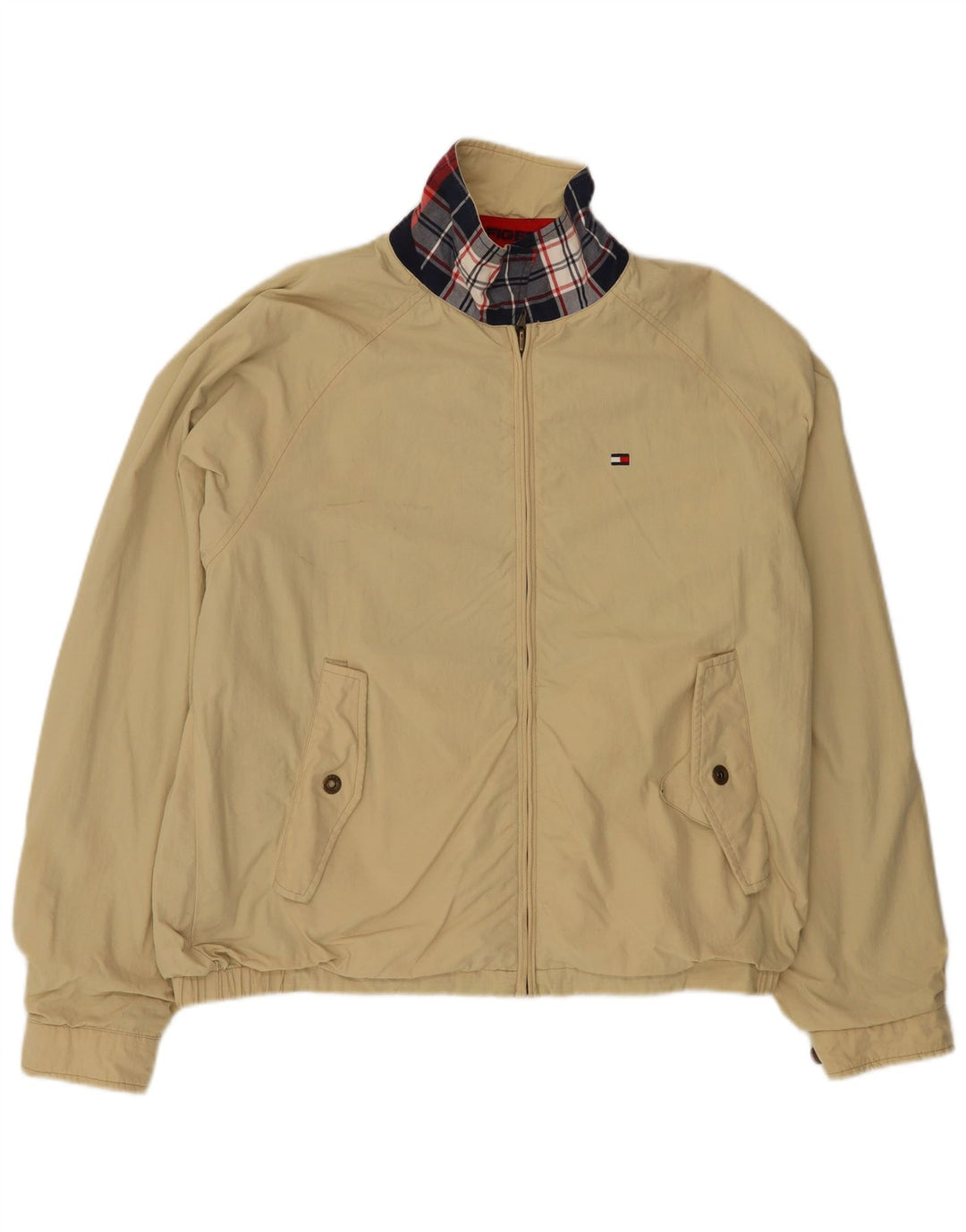 TOMMY HILFIGER Herren Wendejacke UK 38 Medium Navy Blue Check Nylon