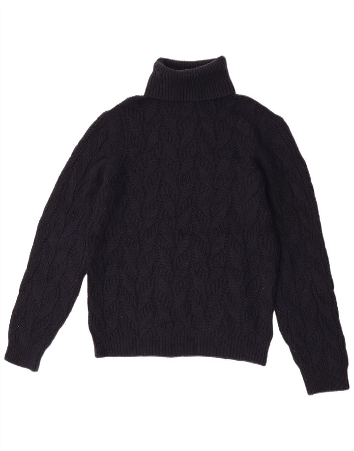 Massimo Dutti Damen-Pullover mit Rollkragen, UK 14, mittelmarineblaue Wolle