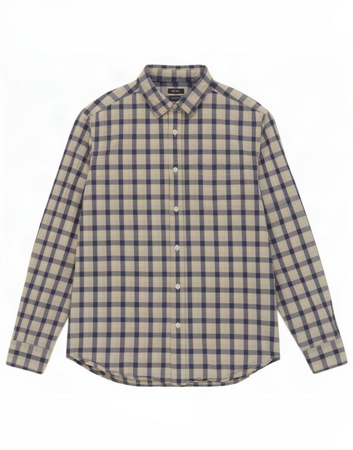 Gap Herren-Hemd mit klassischer Passform, mittelblau, Gingham-Baumwolle