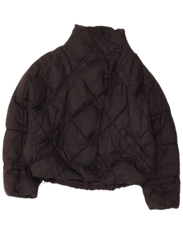 Zara Damen Crop Oversized Wattierte Jacke UK 14 Medium Schwarz Polyester