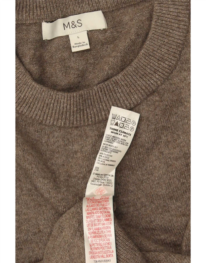 Marks & Spencer Herren-Pullover mit Rundhalsausschnitt, groß, braun, Polyester