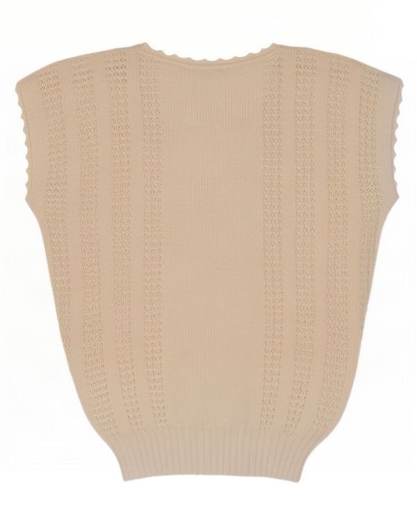 Vintage Damen Weste Tank Top UK 14 Medium Off White