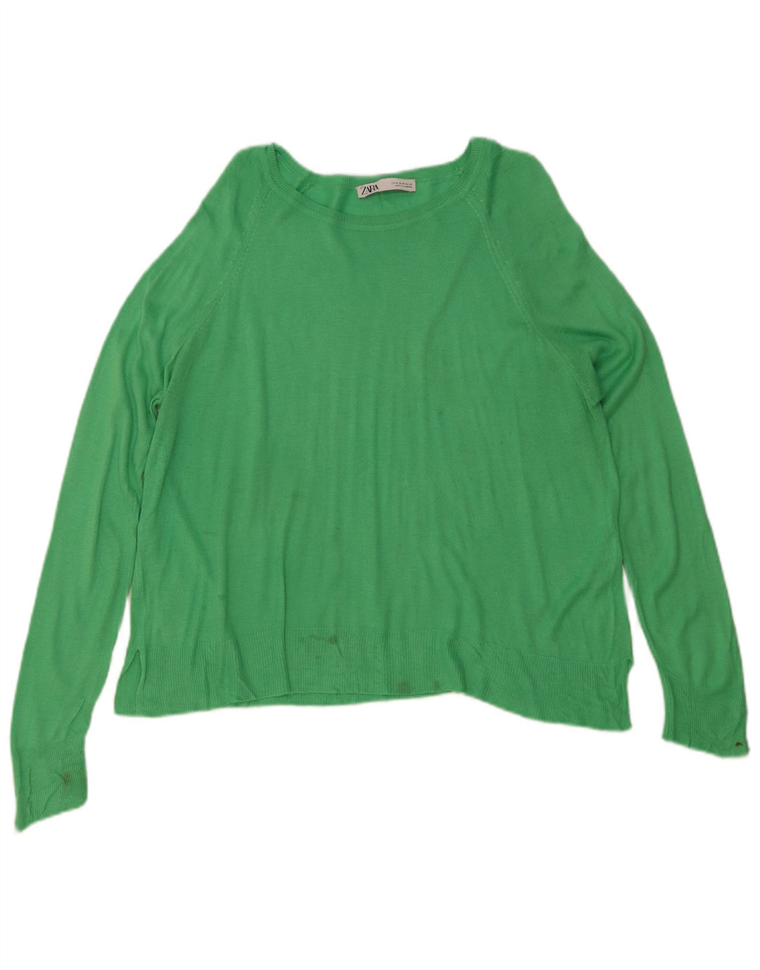 Zara Damen-Pullover mit U-Boot-Ausschnitt, UK 14, mittelblaue Viskose