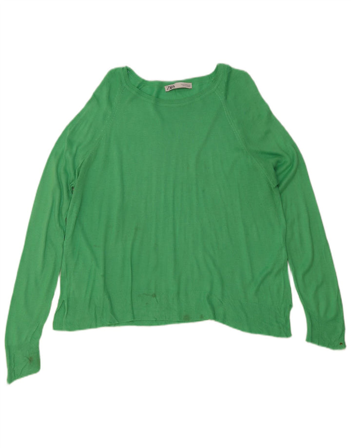 Zara Damen-Pullover mit U-Boot-Ausschnitt, UK 14, mittelblaue Viskose