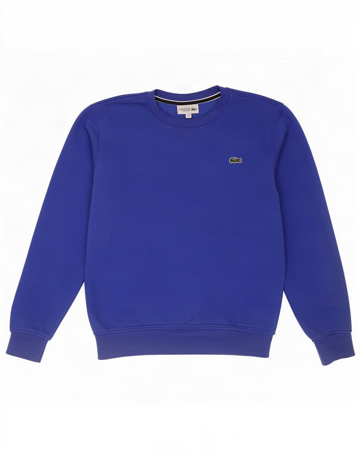 Lacoste Herren-Sweatshirt-Pullover, Größe 3, klein, blaue Baumwolle