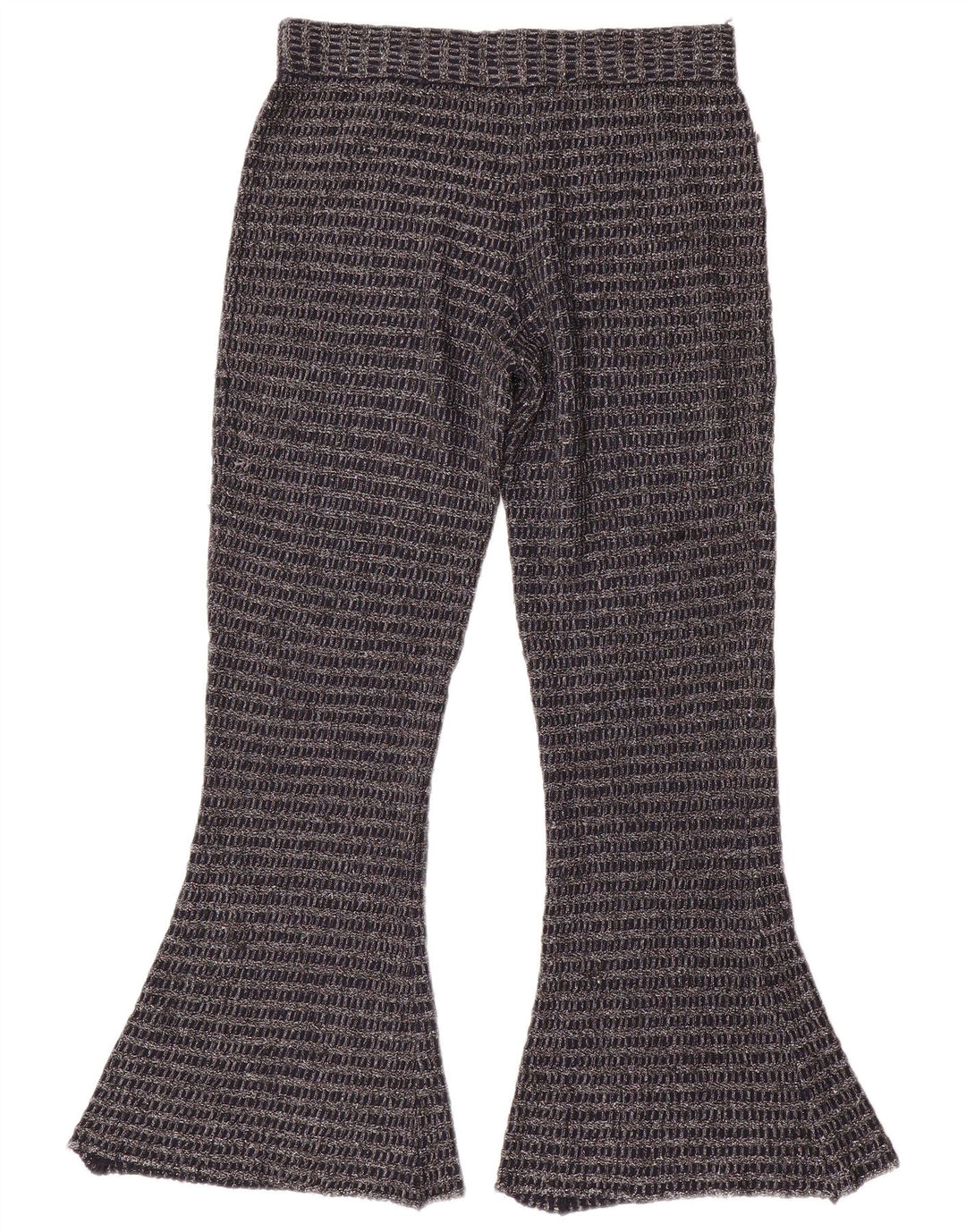 Zara Damen-Strick-Flare-Hose, Größe M, W30, L30, Marineblau, gestreift, Polyester