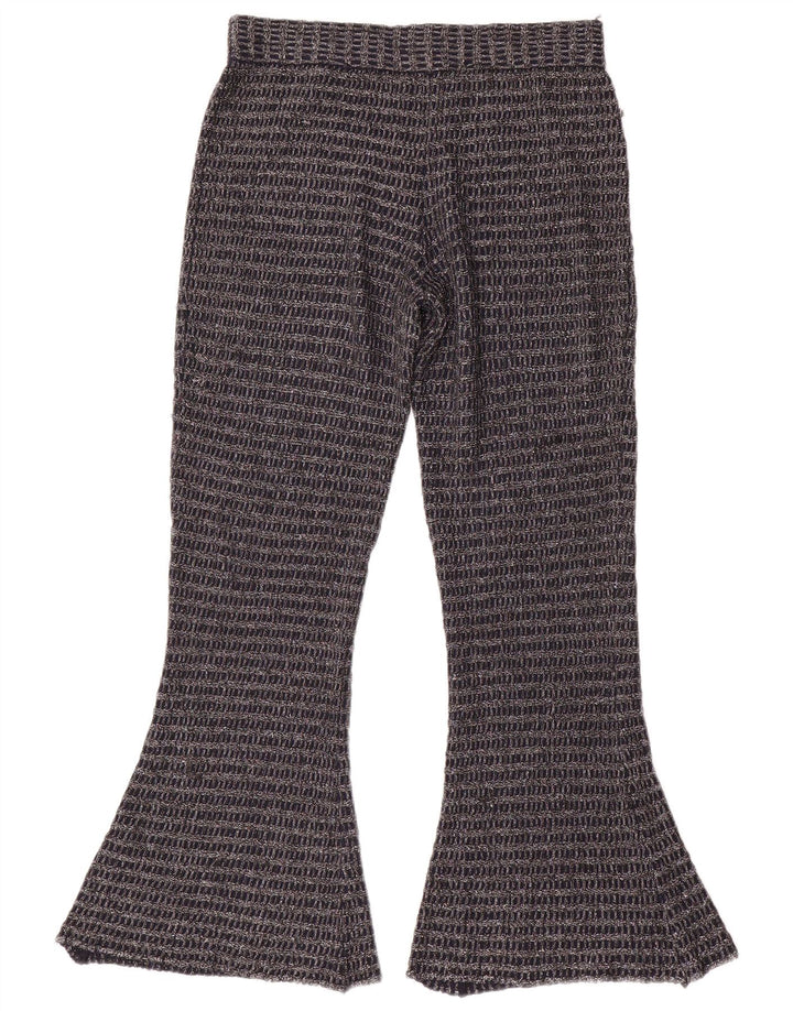 Zara Damen-Strick-Flare-Hose, Größe M, W30, L30, Marineblau, gestreift, Polyester