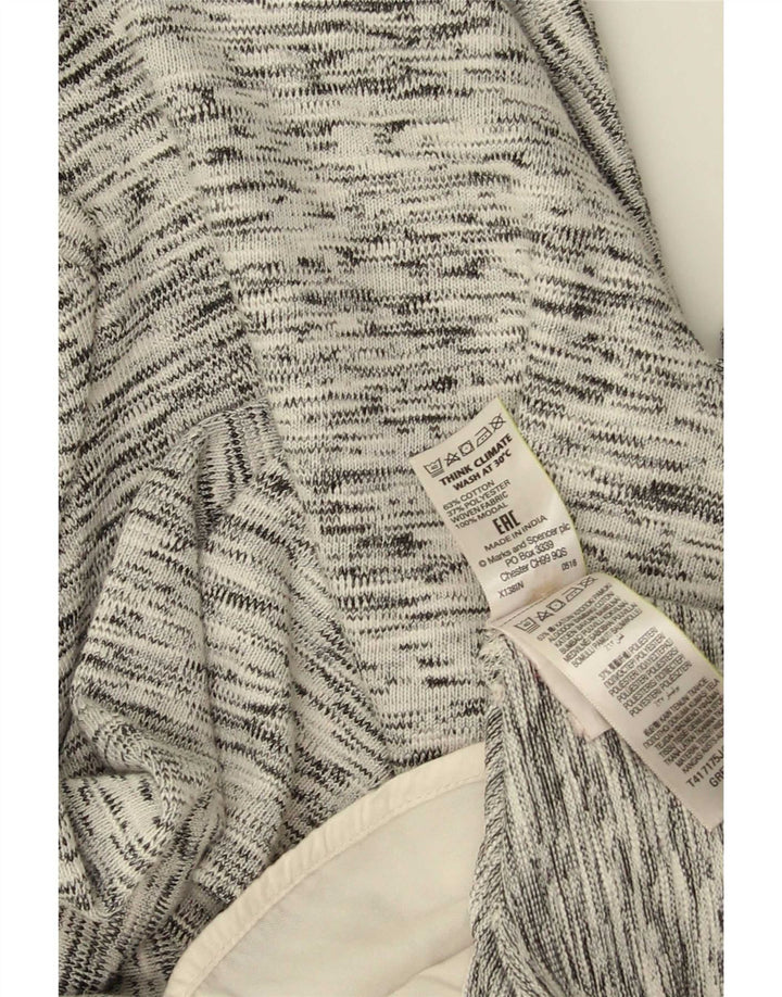 Marks & Spencer Damen-Top, 3/4-Ärmel, UK-Größe 14, Größe L, grau gesprenkelte Baumwolle
