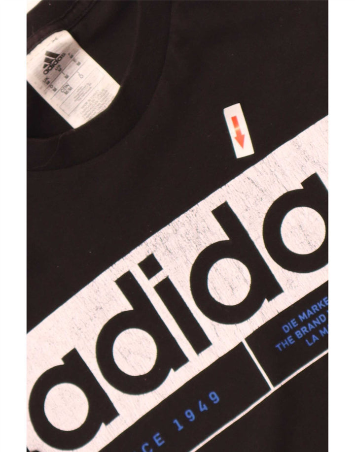 Adidas Herren T-Shirt mit drei Streifen, mittelschwarz, Baumwolle
