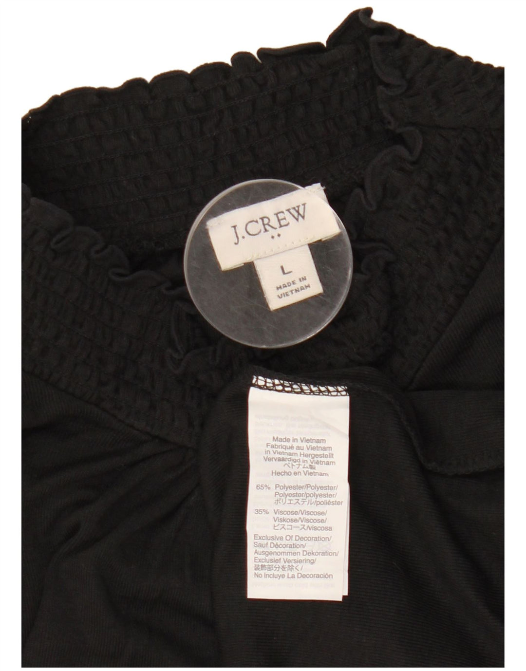 J. CREW Damen Langarm-Blusenoberteil UK 16 Large Schwarz Polyester
