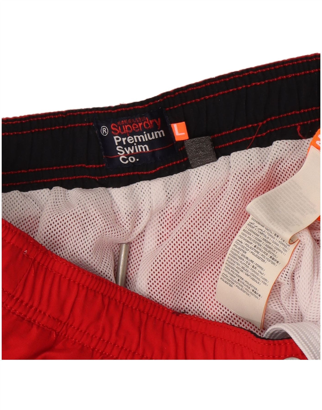 Superdry Herren Badeshorts mit Grafik, Größe L, Rot, Polyester